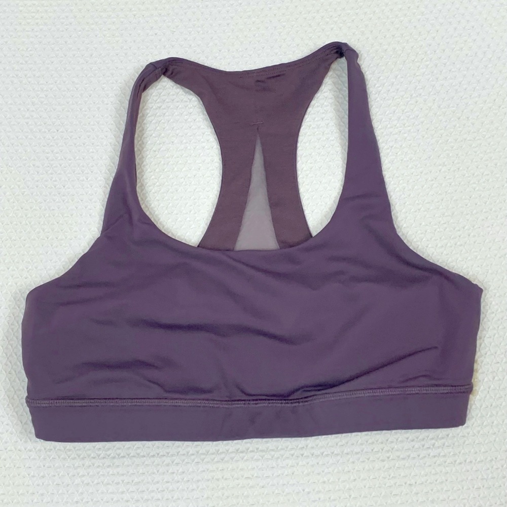 Lululemon Invigorate Bra Purple Plum Everlux Racerback Mesh Sports Bra Size 8